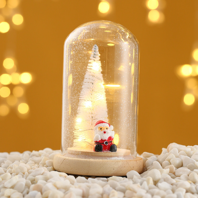 Christmas Gift Wooden Glass Cover Desktop Creative Ornaments
