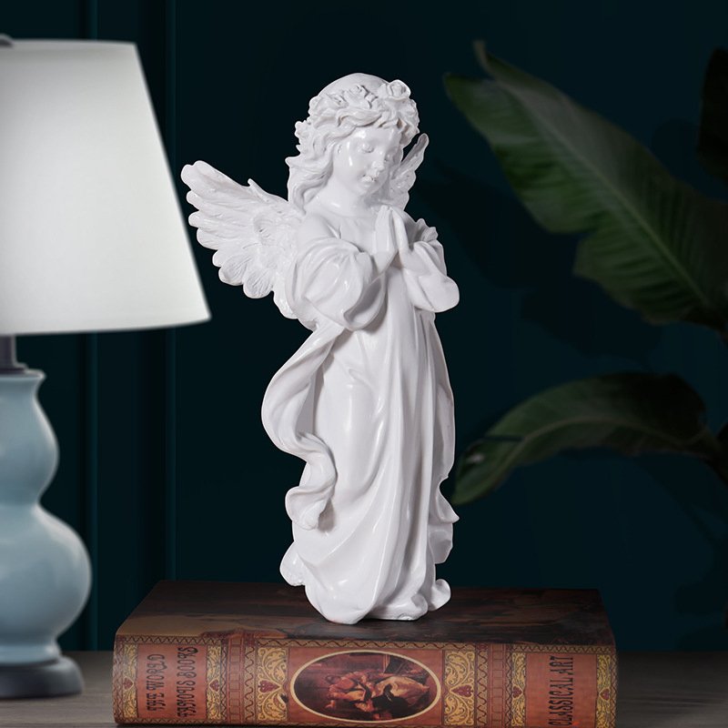 30cm 12inch Angel Girl Wings Artwork Sculpture Resin Home Desktop Decoration Prayer Statue Crafts Ornaments