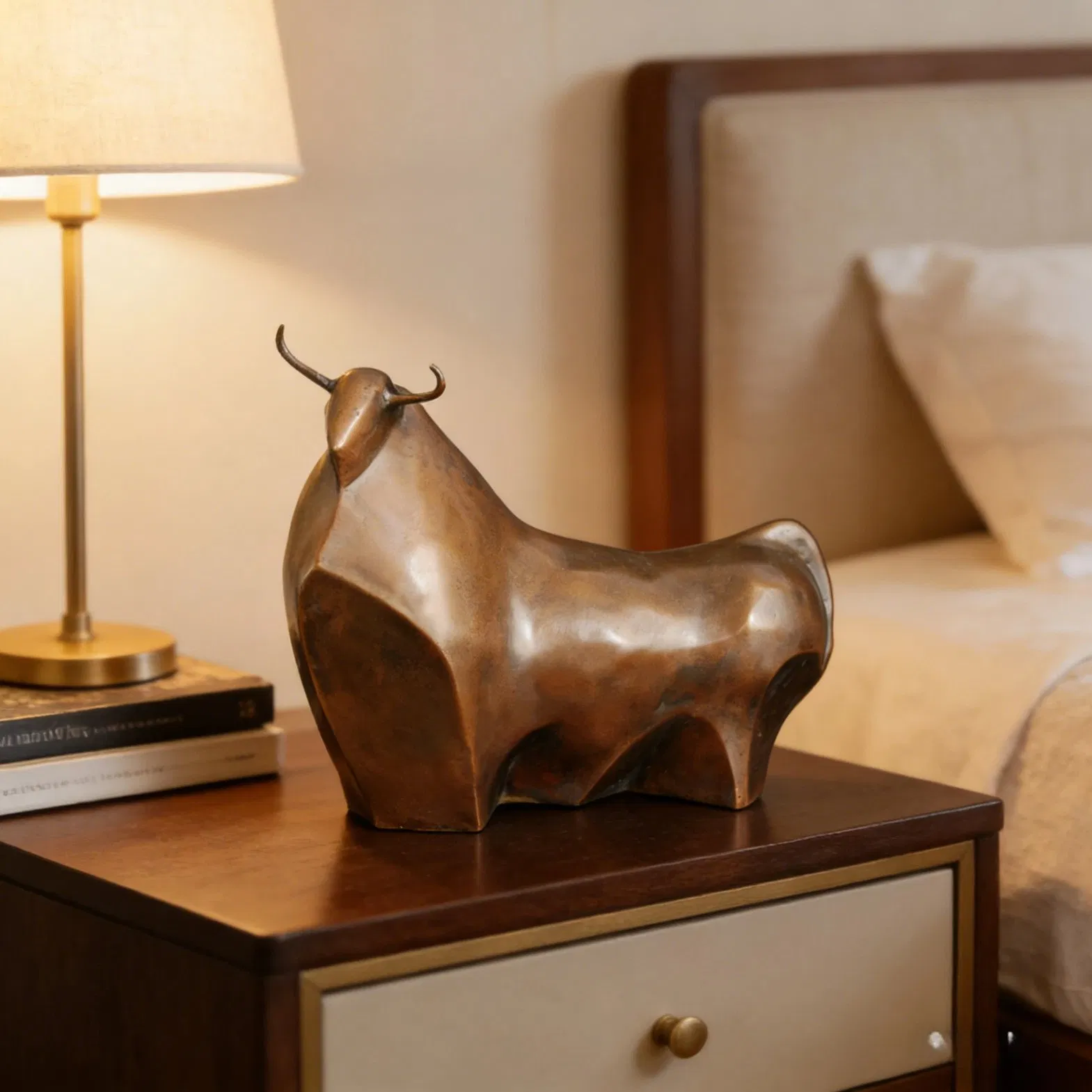 Abstract Bull Bronze Statue-Handmade Modern Animal Art Sculpture