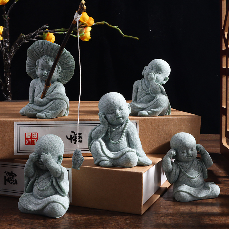 6cm 2.4inch Cute Little Monk Ornaments Flowers Garden Bonsai Rockery Landscaping Landscape Buddha Handicraft