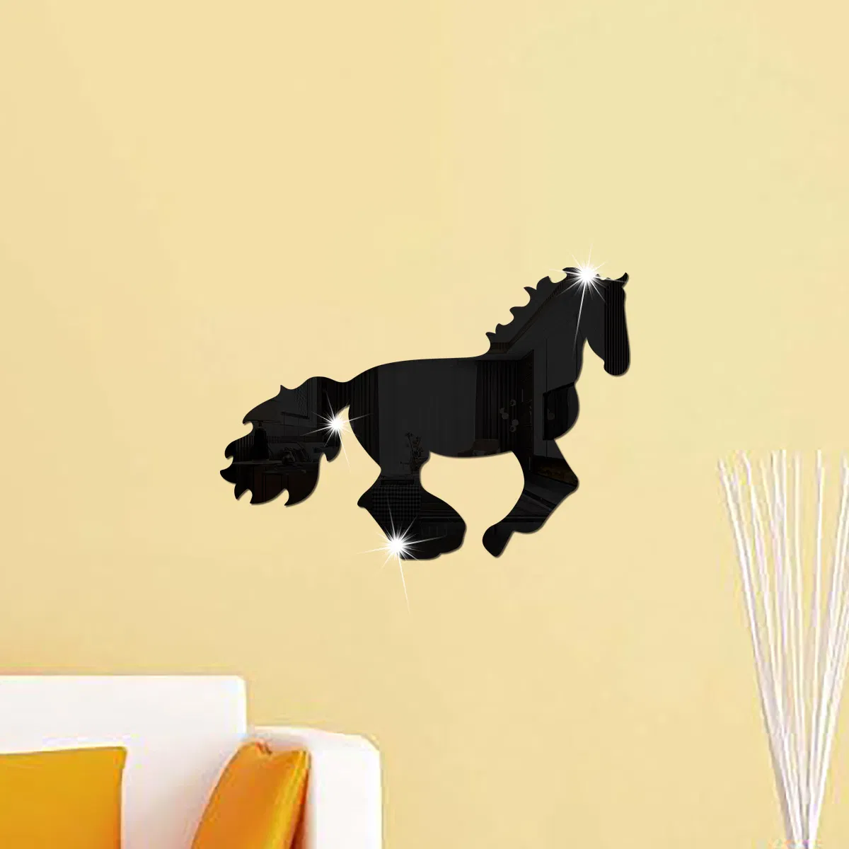 Acrylic Mercedes Horse Mirror Wall Decal Bedroom Decor
