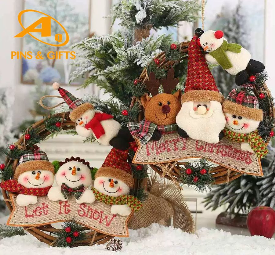 (Free Sample) 18 Inch with 50 LED Lights for Fireplace Walls Stairs Christmas Wreath Home Decoration Home Decor