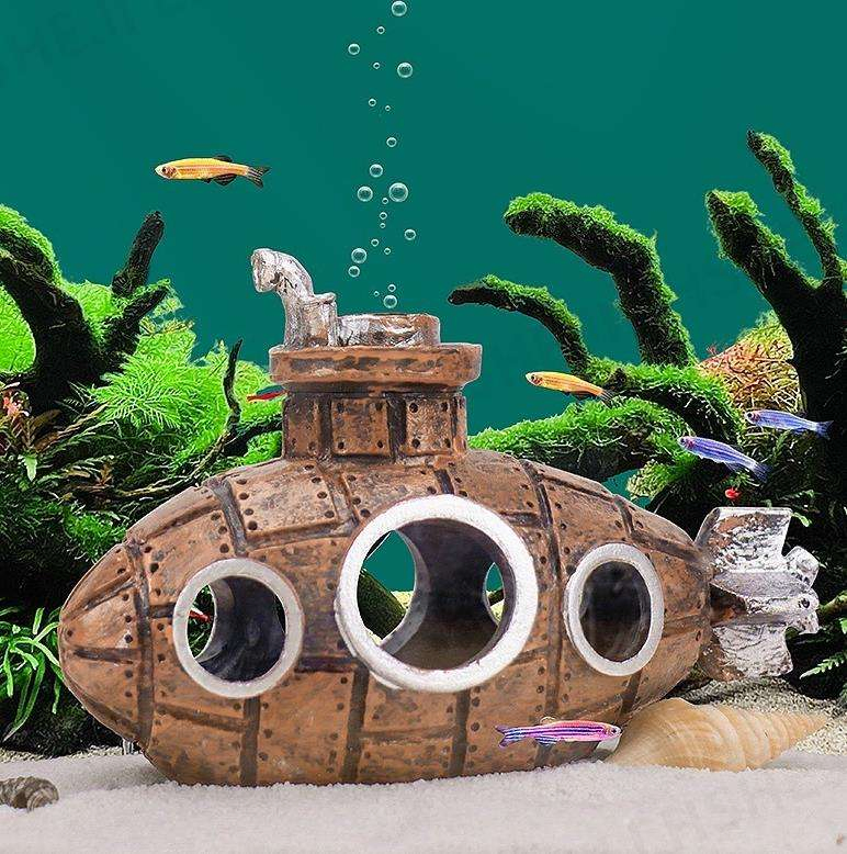 Submarine Fish Tank Goby Hide Cave Aquarium Ornament Shelter Resin Shrimp Ornament Breeding House for Hamster