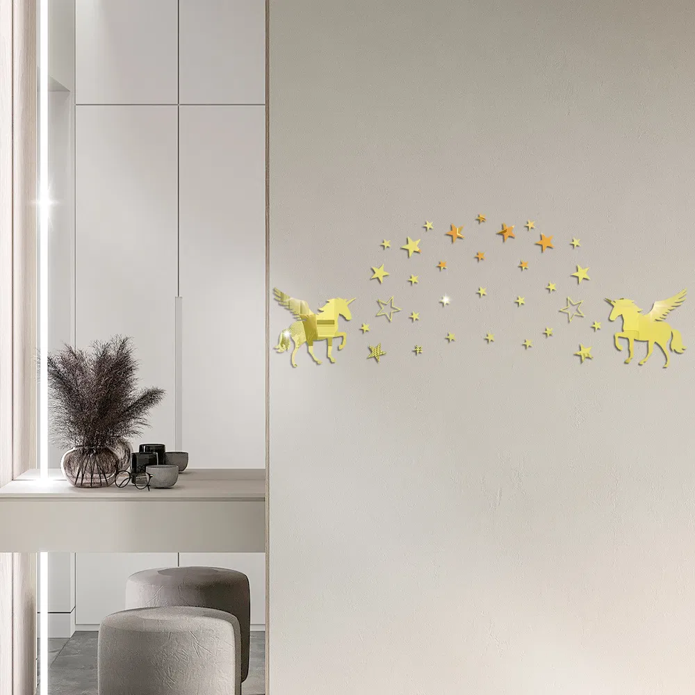 Star Unicorn Acrylic Mirror Wall Stickers 3D Kids Room Decor