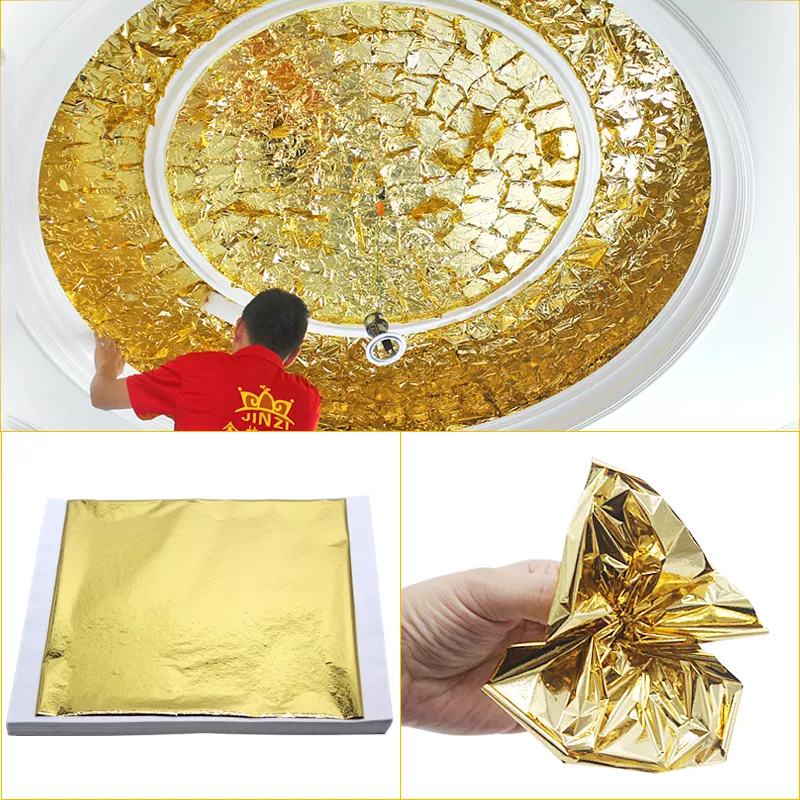 Brand New Product Taiwan Hand-Grasp Gold Leaf Sheets 14*14 Cm for Art Gliding Furniture Craft and So on Decorating