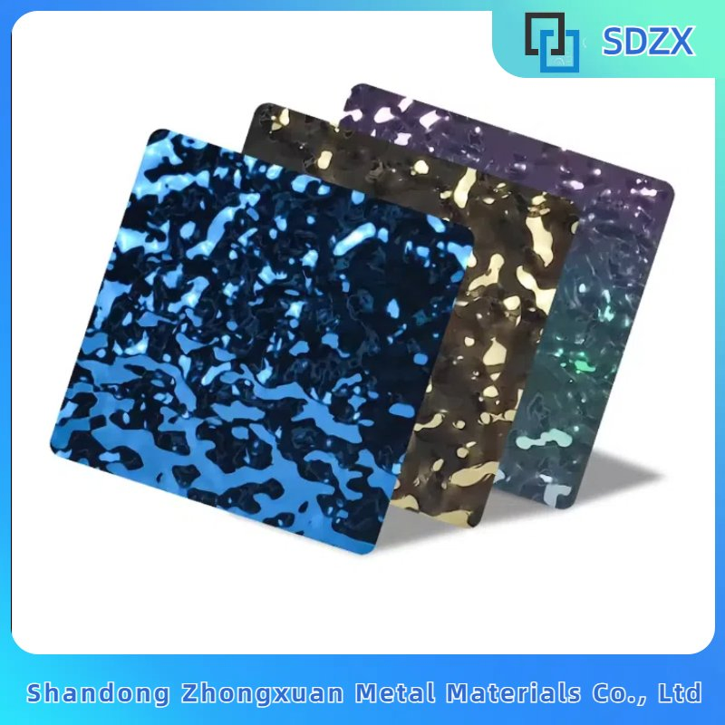 Ss 304 Golden Color Ceiling Wall Water Ripple Stamped Decorative Stainless Steel Sheet Plate