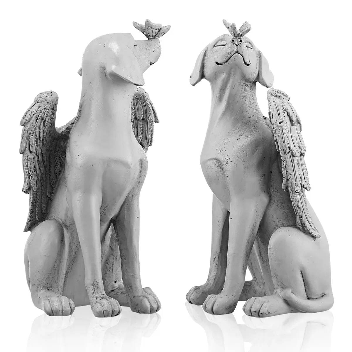 21cm 8.3inch Angel Dog Statue Creative Pet Dog Tombstone Memorial Stone Outdoor Garden Resin Decoration Ornaments