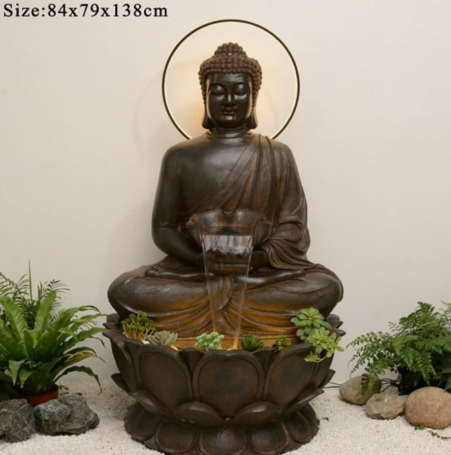 Indoor Buddha Statue with Lotus Pedestal Zen Ornaments Buddha Decor Gifts
