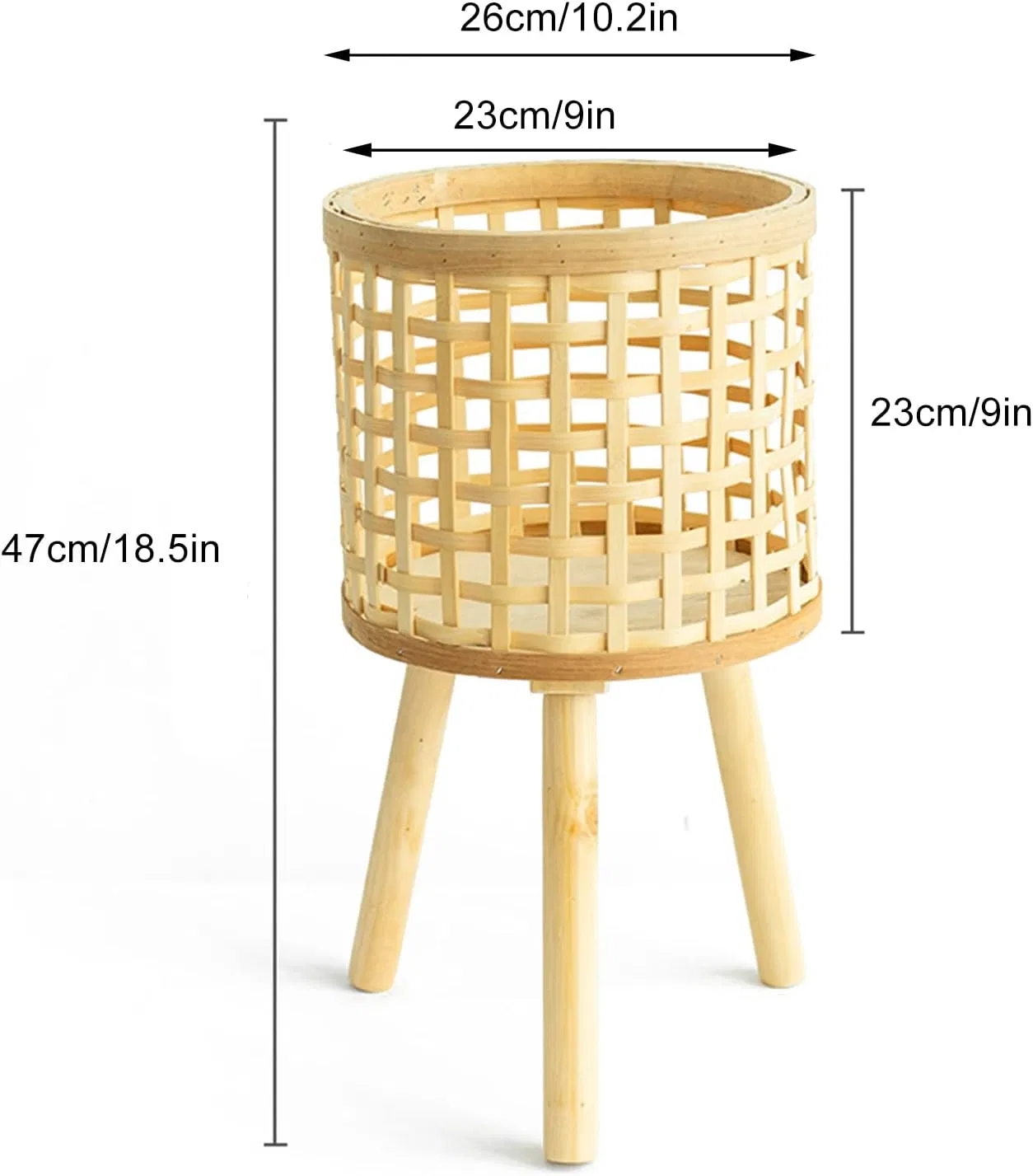 Bamboo Woven Flower Basket Bracket with Leg Decoration Flower Pot Container