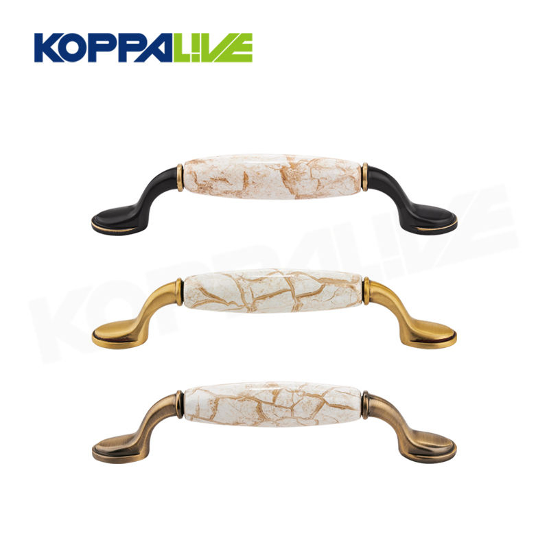 Koppalive Retro Solid Brass Dresser Drawer Pull Kitchen Cabinet Door Handle Antique Bronze Ceramic Furniture Handles