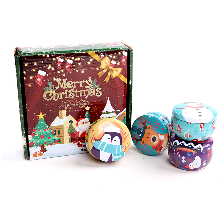 8 Piece Scented Candle with Tin Box for Christmas Gift