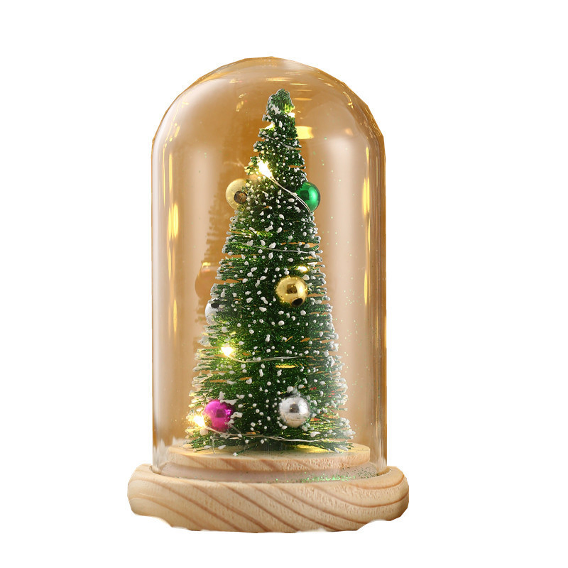 Christmas Gift Wooden Glass Cover Desktop Creative Ornaments