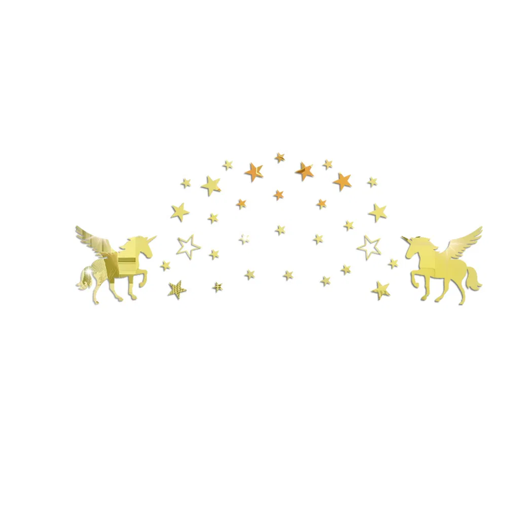 Star Unicorn Acrylic Mirror Wall Stickers 3D Kids Room Decor