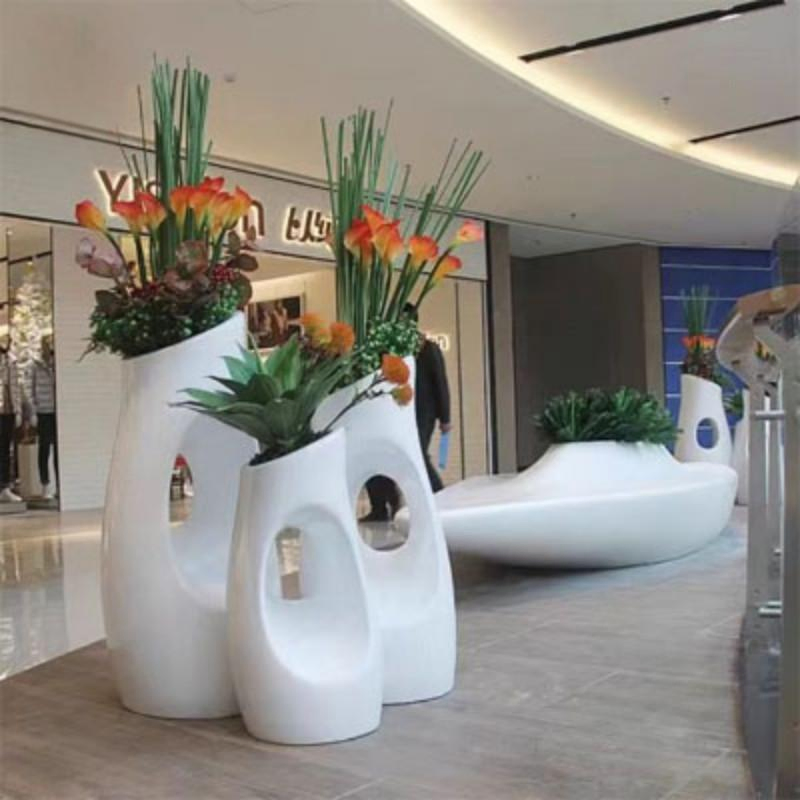 Fiberglass Flowerpot Floor Standing Large Modern Luxury Flower Vases