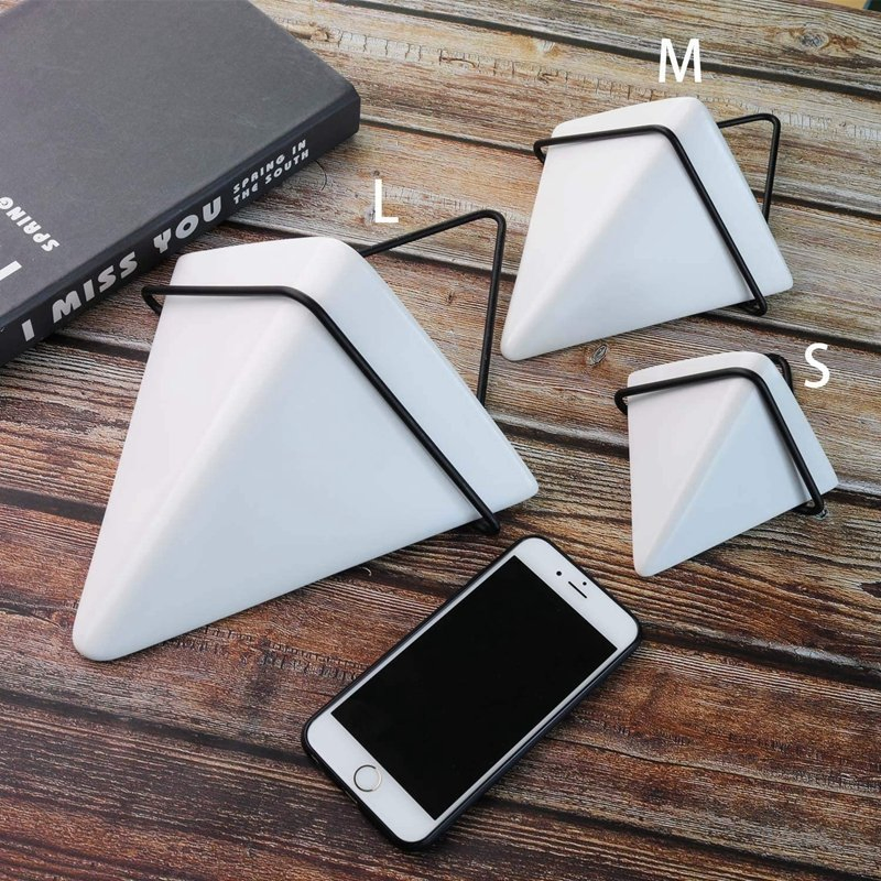 Triangle Geometric White Modern Ceramic Succulent Air Plant Holder Hanging Wall Planter Vase for Home Office Decor Decoration Birthday Wedding Gift