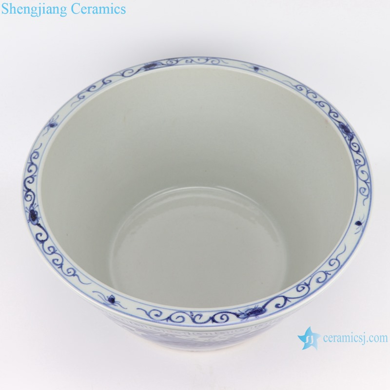 Rzsd04 Jingdezhen Hand Painted Antique Fish and Alga Pattern Big Ceramic Pot
