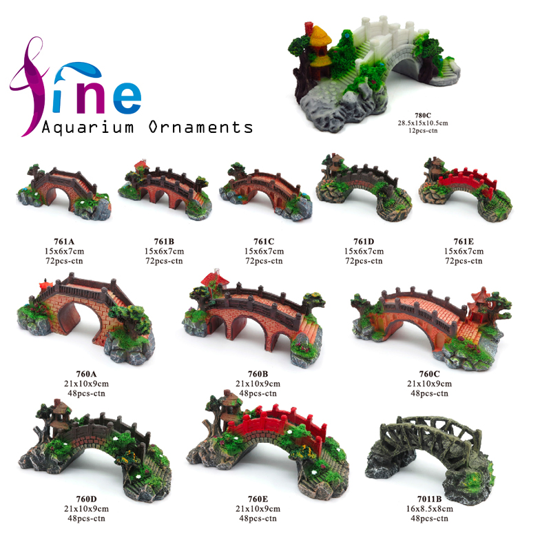 Bridges Pavilion Aquarium Ornament Bridge Resin Rockery Fake Rock Tree