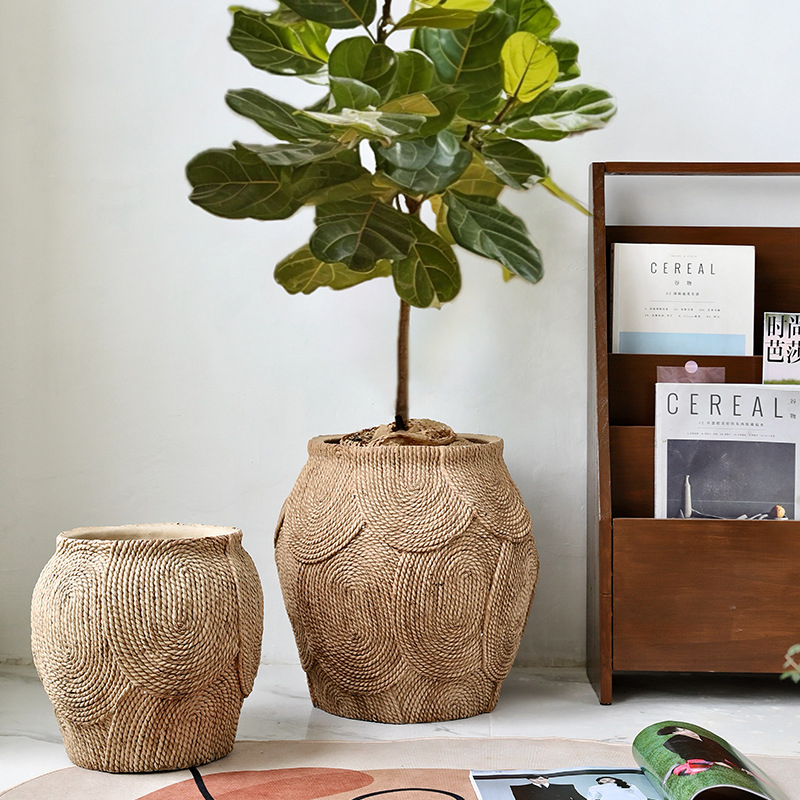 Wholesale Cement Planter with Lifelike Cattail and Grass