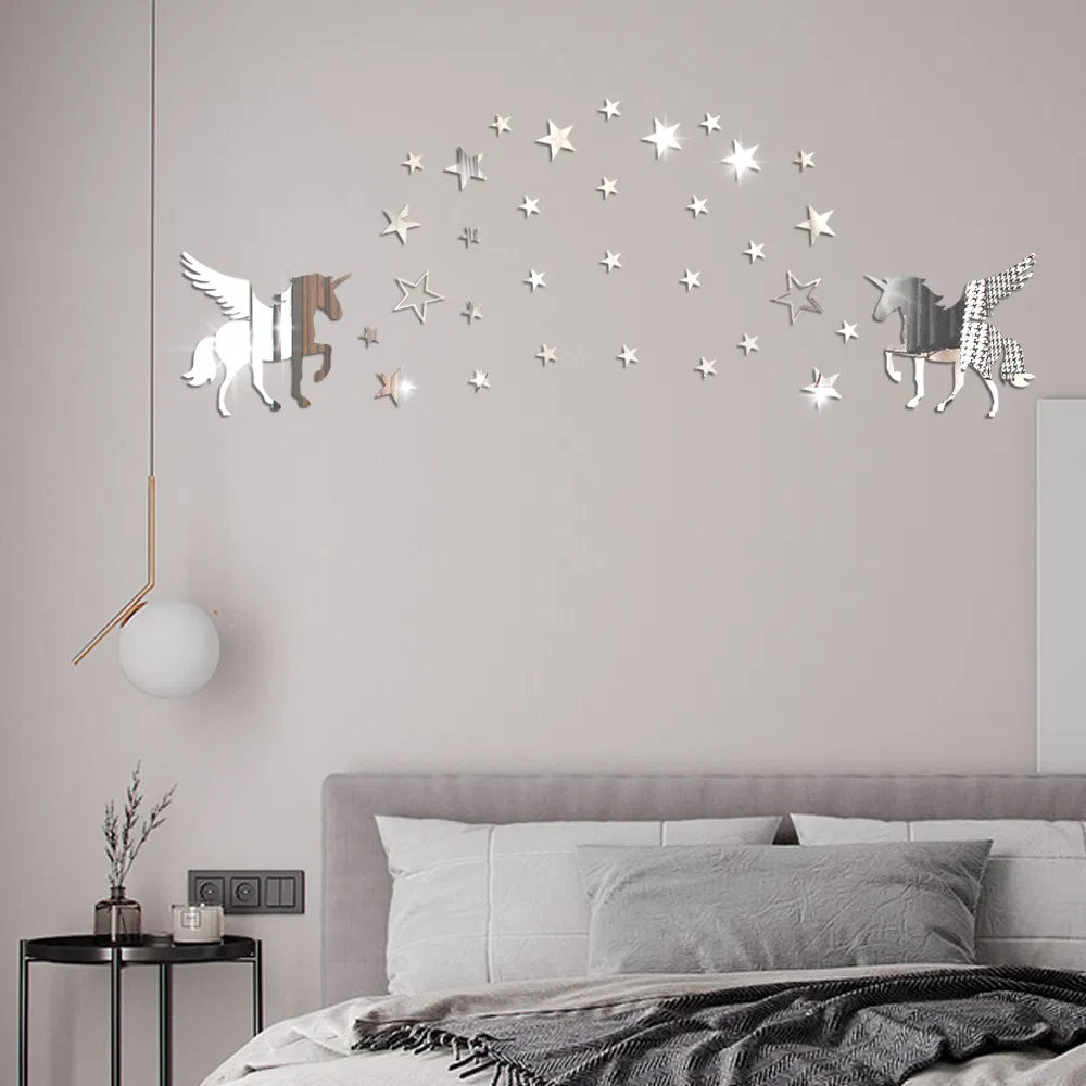 Star Unicorn Acrylic Mirror Wall Stickers 3D Kids Room Decor