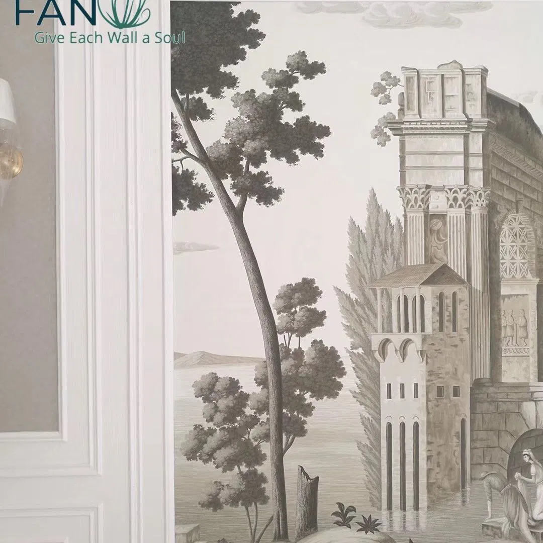 Zhenling Hand-Painted Bunker Architecture Design Wallpaper for Bedroom Wall Decoration