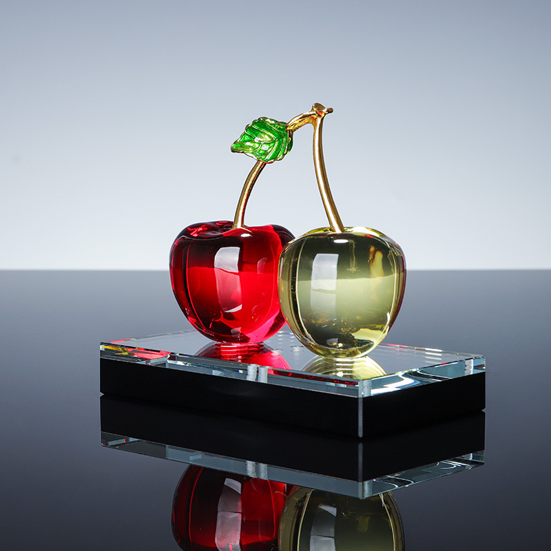 11cm Cherry Model Crystal Crafts Pairs Desktop Living Room Car Ornaments Personalized Gift