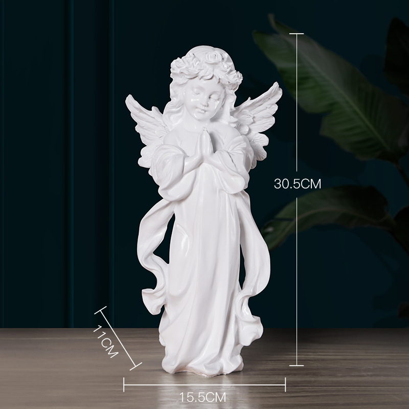 30cm 12inch Angel Girl Wings Artwork Sculpture Resin Home Desktop Decoration Prayer Statue Crafts Ornaments