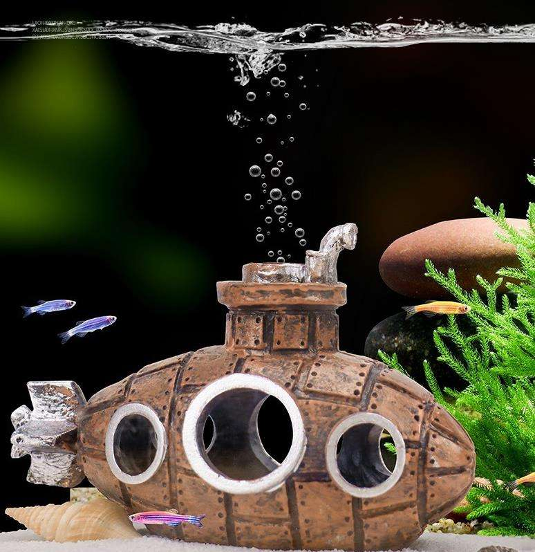 Submarine Fish Tank Goby Hide Cave Aquarium Ornament Shelter Resin Shrimp Ornament Breeding House for Hamster