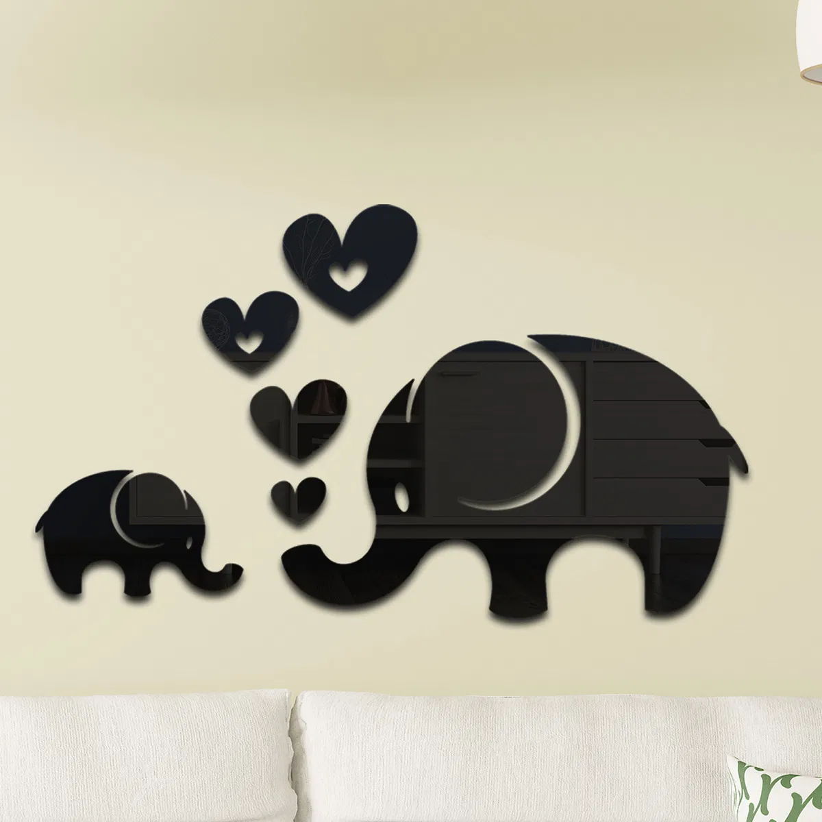 Scandi Baby Elephant 3D Acrylic Wall Art New Animal Silhouette Decor Wholesale