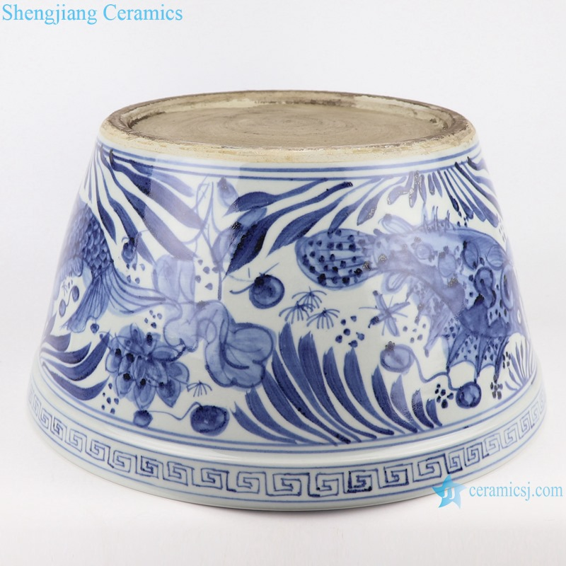 Rzsd04 Jingdezhen Hand Painted Antique Fish and Alga Pattern Big Ceramic Pot