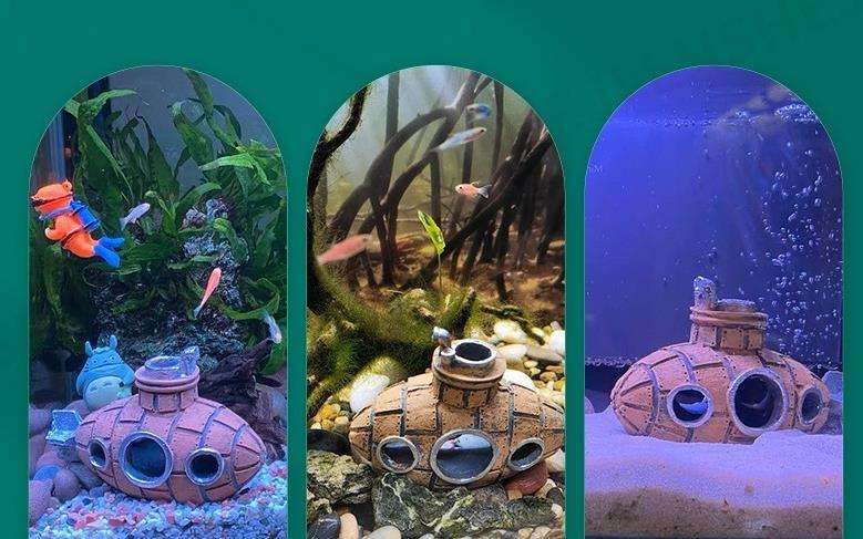 Submarine Fish Tank Goby Hide Cave Aquarium Ornament Shelter Resin Shrimp Ornament Breeding House for Hamster