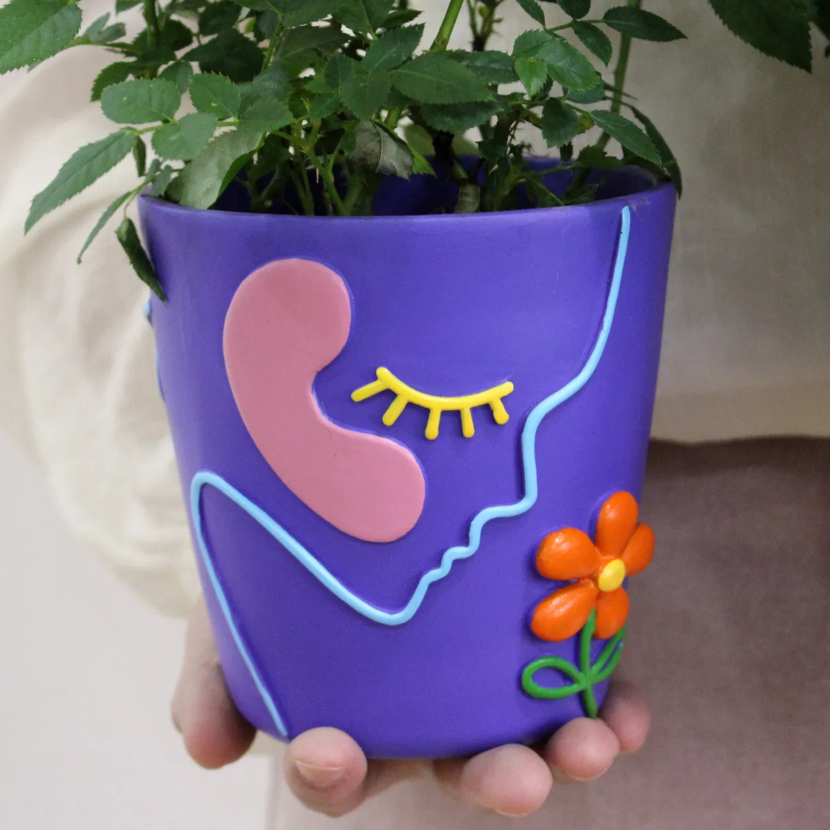 12cm 4.5inch Colorful Flower Pot Resin Home Desktop Vase Art Succulent Craft Garden Courtyard Decoration Ornaments