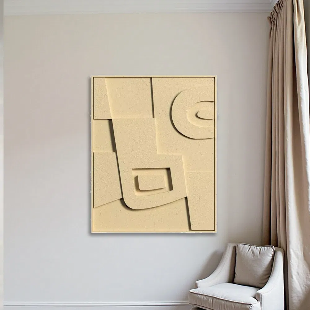 Modern 3D Abstract Geometry Oil Painting for Stylish Interiors