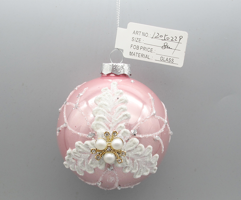 Unique Christmas Pattern Motif Artificial Glass Ball with RoHS Certification