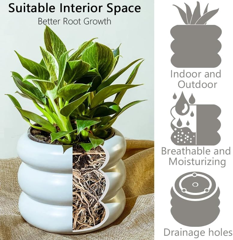 4.7 Inch Modern Plant Pot White Ceramic Glaze Succulent Planters for Indoor Unique Pots