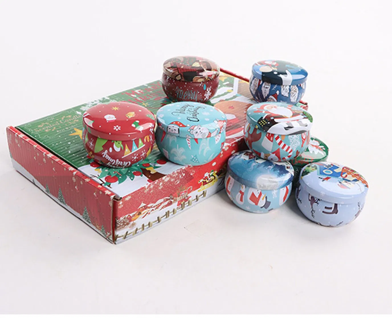 8 Piece Scented Candle with Tin Box for Christmas Gift