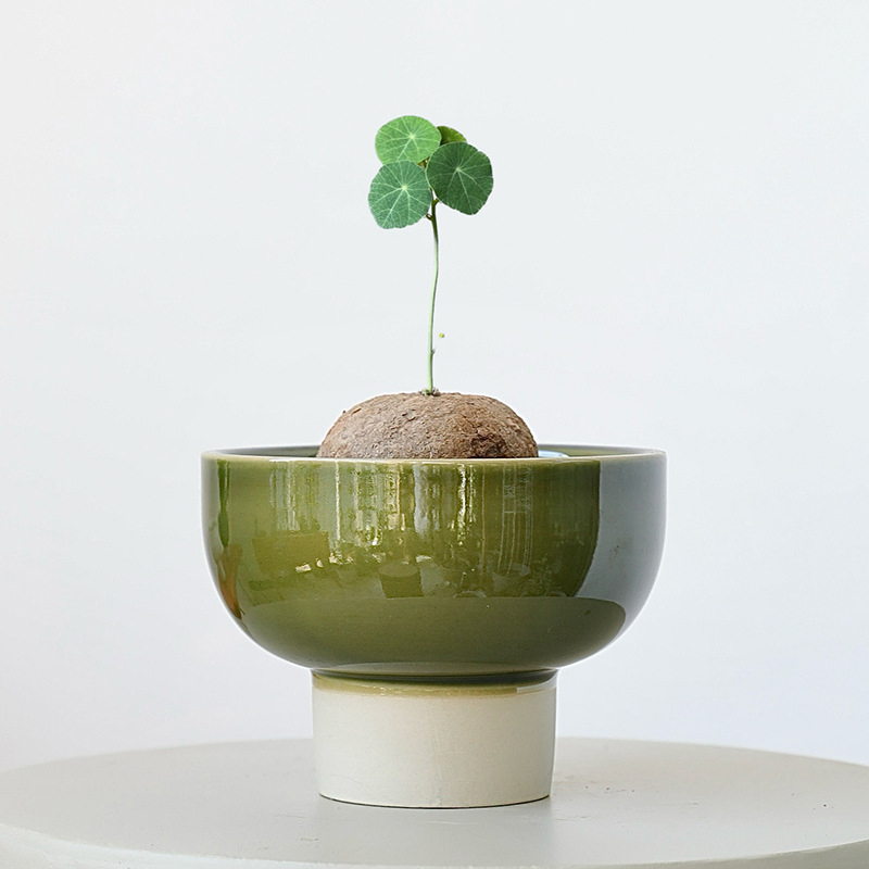 Unique Tall Ceramic Planter with Creative Glaze Finish