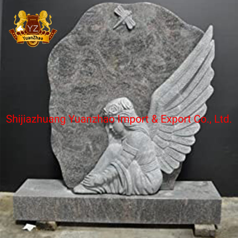 Granite Sitting Angel Tombstone Headstone Graveyard Decoration