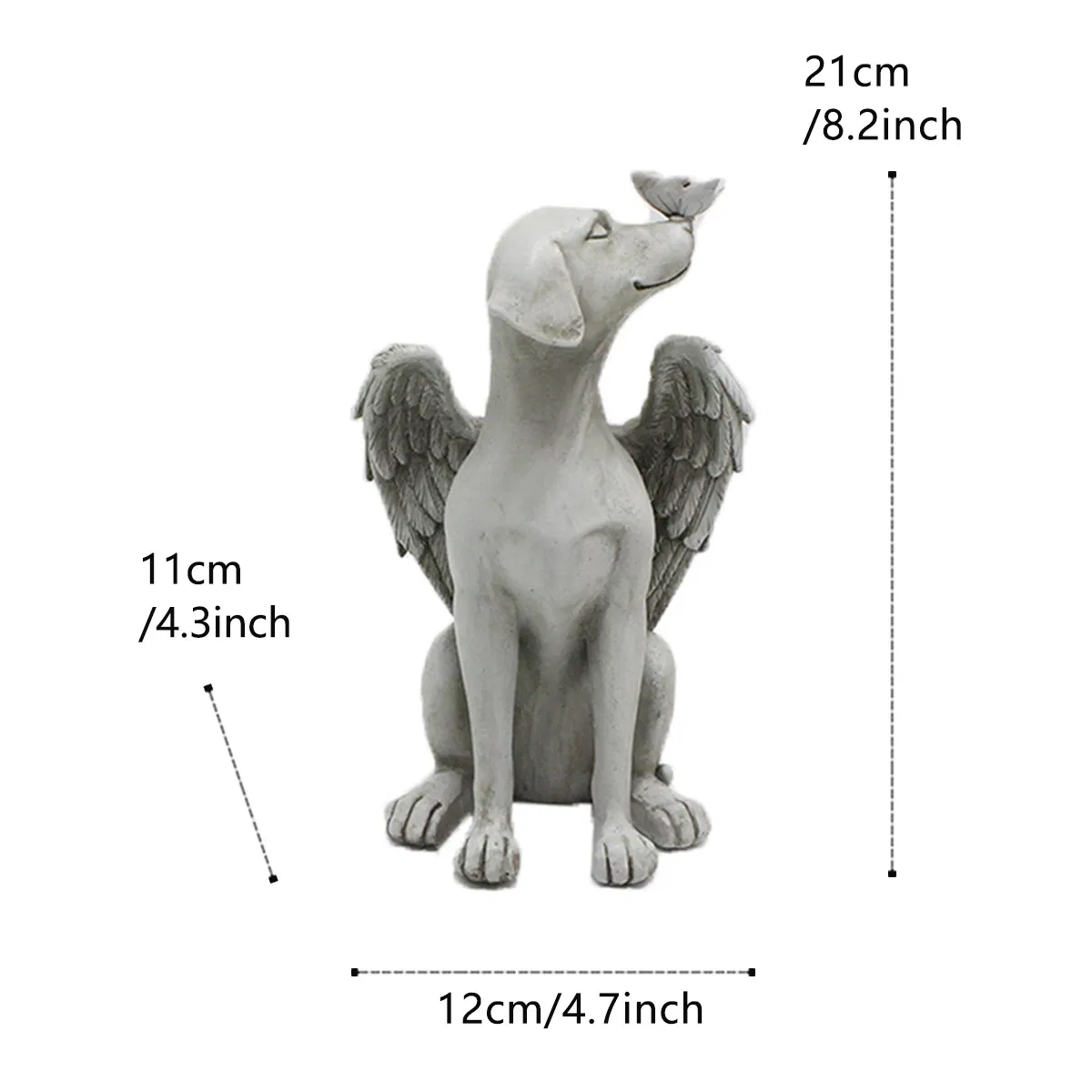 21cm 8.3inch Angel Dog Statue Creative Pet Dog Tombstone Memorial Stone Outdoor Garden Resin Decoration Ornaments