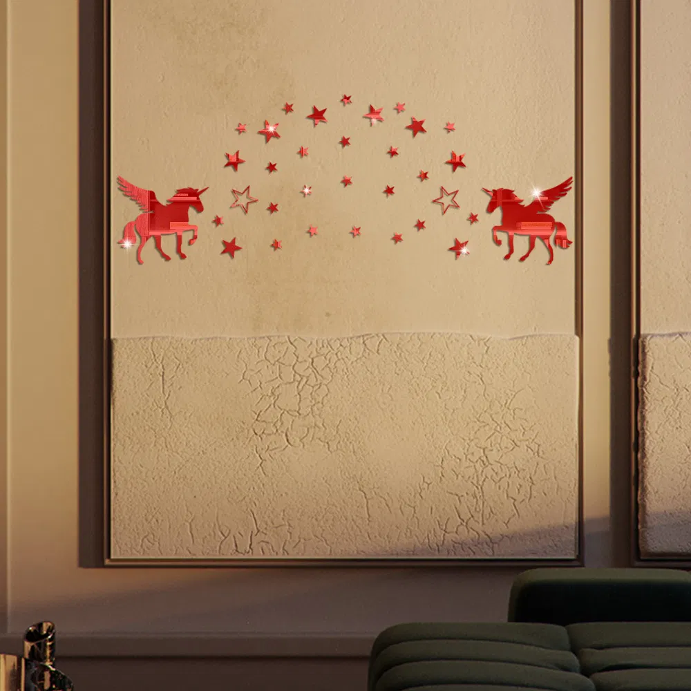 Star Unicorn Acrylic Mirror Wall Stickers 3D Kids Room Decor