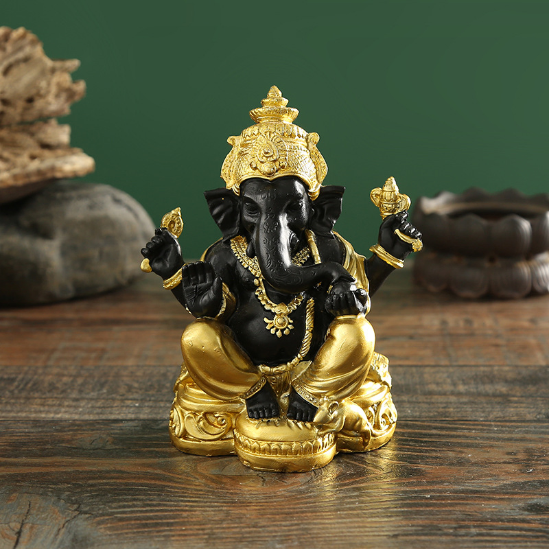 5 Inch 12.5cm Personalized Desktop Resin Crafts Indian Buddha Statue Elephant God Ornament