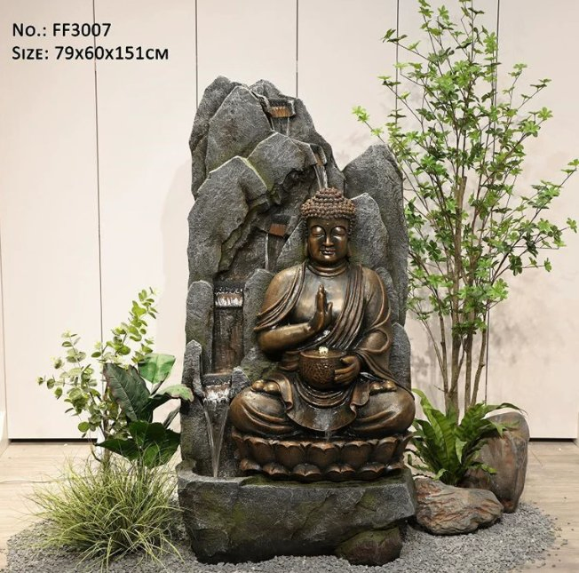 Indoor Buddha Statue with Lotus Pedestal Zen Ornaments Buddha Decor Gifts
