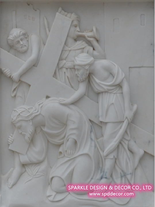 Hand Carved Christian Religious Saint Jesus Marble Carving Panels Marble Relief for Church