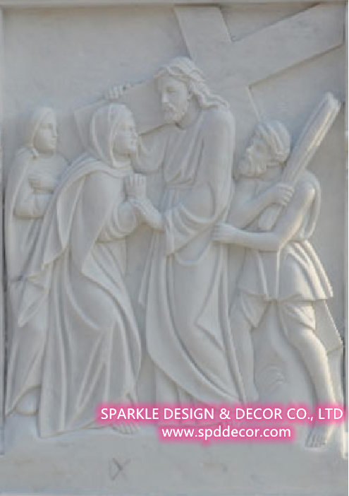 Hand Carved Christian Religious Saint Jesus Marble Carving Panels Marble Relief for Church