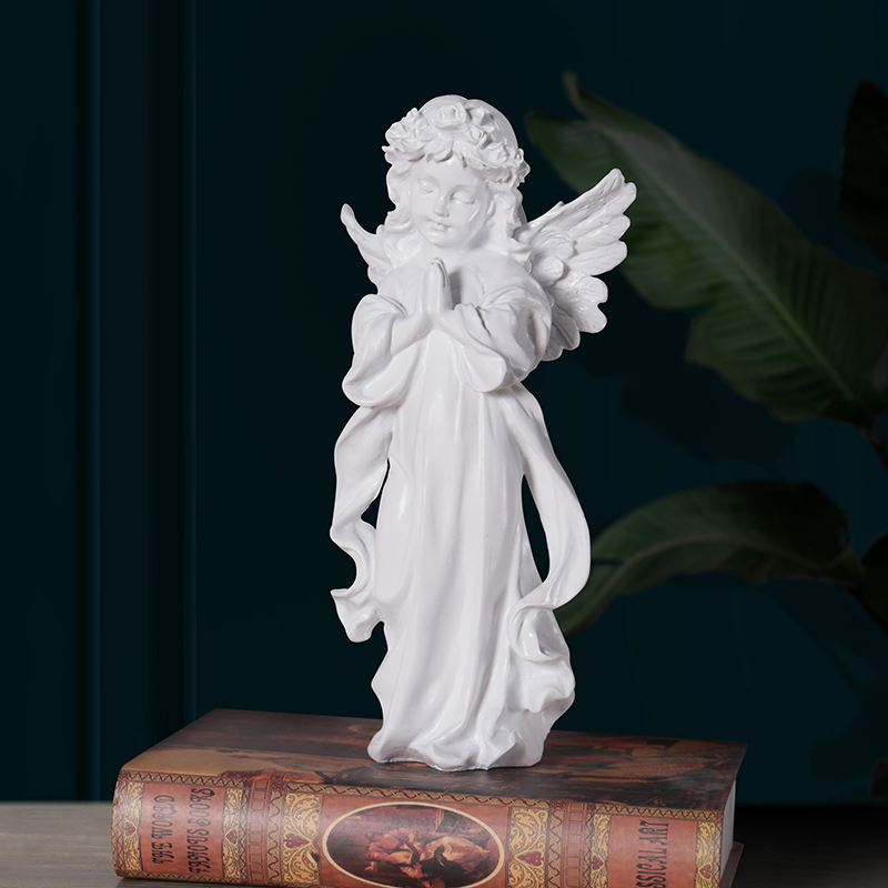 30cm 12inch Angel Girl Wings Artwork Sculpture Resin Home Desktop Decoration Prayer Statue Crafts Ornaments