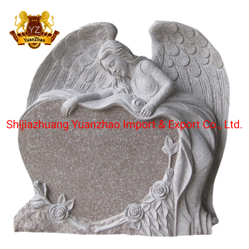 Granite Sitting Angel Tombstone Headstone Graveyard Decoration