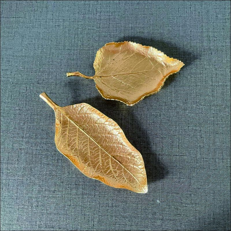 Desktop Tray Gold Ring Tray Maple Leaf Jewelry Tray Metal Ornaments Fruit Plate Decorations Ginkgo Paulownia Leaf Shape Tray