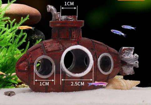 Submarine Fish Tank Goby Hide Cave Aquarium Ornament Shelter Resin Shrimp Ornament Breeding House for Hamster