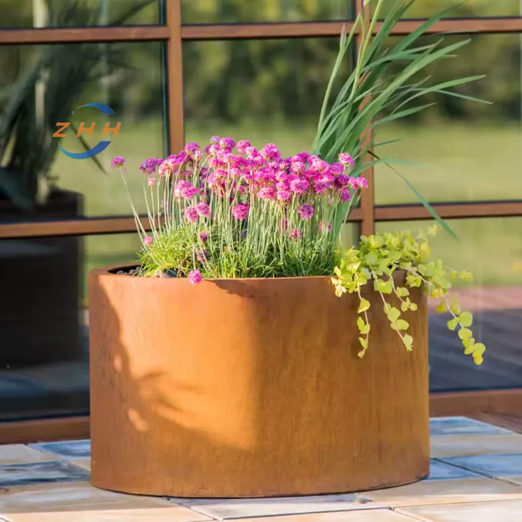 Cylinder Corten Steel Planters