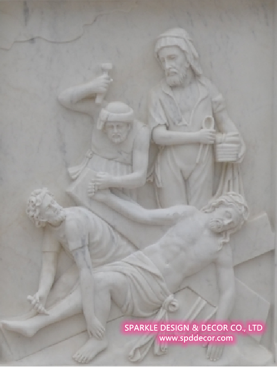 Church Religious Hand Carved White Marble Relief Panels for Sale