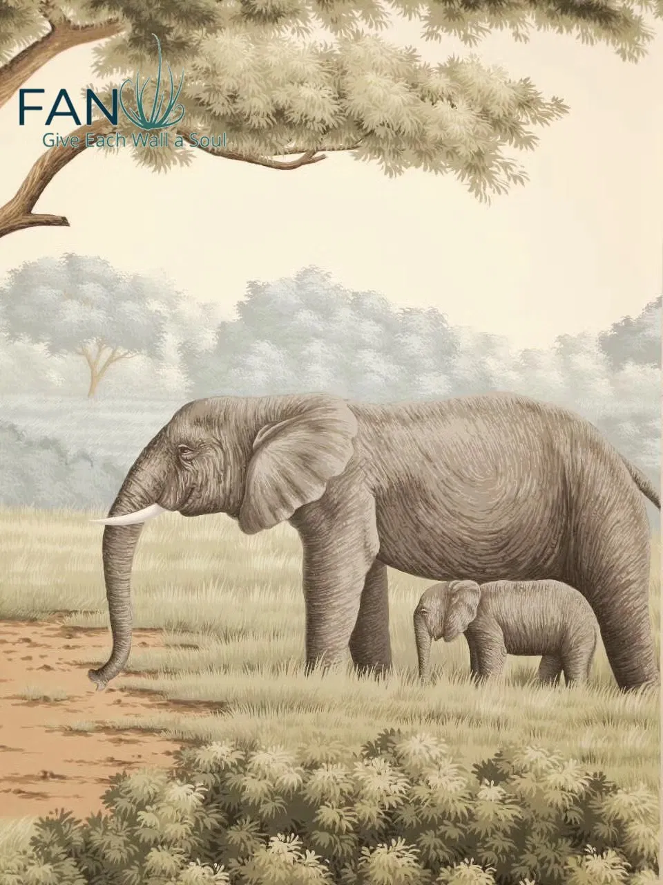 Zhenling Hand-Painted Nature Artwork Wallpapers for Staircase Wall Decoration